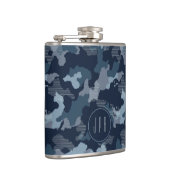 Marine Blauwe Camouflage Militaire Patroon Monogra Heupfles (Rechts)