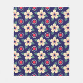Marine Blauwe Deken met Crème Bloemen (Voorkant)