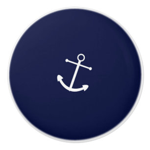 Marine blauwe en witte anker zeevaart dressoirkast keramische knop