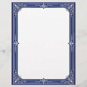 Marine Blauwe en Zilveren Art Deco Schrijfpapier Briefhoofd