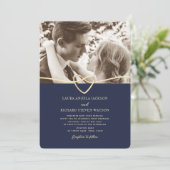 Marine Blauwe Foto Uitnodiging voor het Huwelijk m (Staand voorkant)