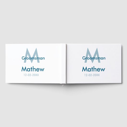 Marine blauwe groomsman naam letter datum mannelij gastenboek (Volledig)