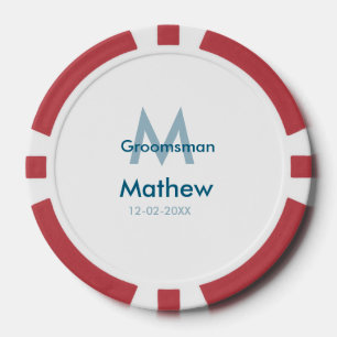 Marine blauwe groomsman naam letter datum mannelij poker chips
