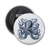 Marine blauwe octopus illustratie door Ernst Haeck Button Flesopener (Voorkant)