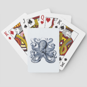 Marine blauwe octopus illustratie door Ernst Haeck Pokerkaarten