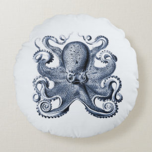 Marine blauwe octopus illustratie door Ernst Haeck Rond Kussen
