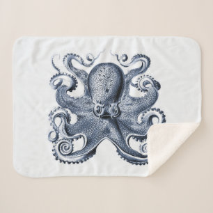 Marine blauwe octopus illustratie door Ernst Haeck Sherpa Deken