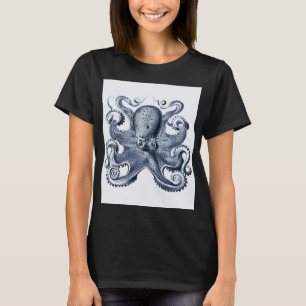 Marine blauwe octopus illustratie door Ernst Haeck T-shirt