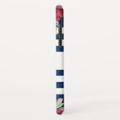 Marine Blauwe Strepen Bloemen Monogram Case-Mate iPhone Case (Achterkant/links)