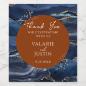 Marine Bleu Agate Brûlé Orange Merci Étiquette de  (Étiquettes simples)