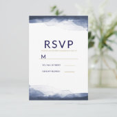 Marine Bleu Aquarelle Moderne Chic Mariage RSVP (Debout devant)