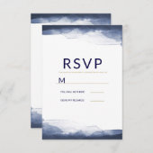 Marine Bleu Aquarelle Moderne Chic Mariage RSVP (Devant / Derrière)