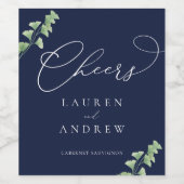 Marine Bleu Aquarelle Verdure Mariage Étiquette de (Étiquettes simples)