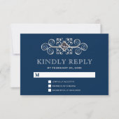 Marine Bleu Argent Flourissant RSVP (Devant)