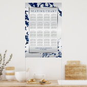 Marine Bleu, Argent & Satin Blanc - Tableau de siè (Cuisine)