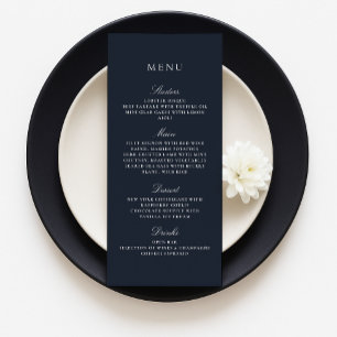 Marine Bleu Automne Hiver Élégant Menu Mariage