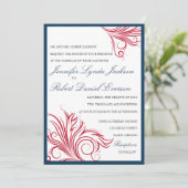 Marine bleu avec tourbillons rouges invitations de (Debout devant)