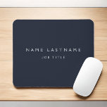 Marine Bleu Blanc Moderne Élégant Classe professio<br><div class="desc">Custom Luxury Executive Navy Blue and White Minimalist Business Mousepad (Mouse Pad) avec typographie en lettres blanches pour le monogrammed ajoutez votre propre nom et votre profession ou titre d'emploi. Vous pouvez customiser la plaque de nom professionnel Business avec votre nom et le titre de votre emploi. Veuillez contacter le...</div>