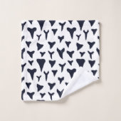 Marine Bleu Blanc Nautique Motif dents de requin (Gant de toilette)