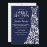 Marine Bleu Blanc Robe Doux 16 Invitation<br><div class="desc">Marine Bleu Blanc Robe Doux 16 Invitations Variations à l'invitation et articles correspondants dans notre magasin</div>
