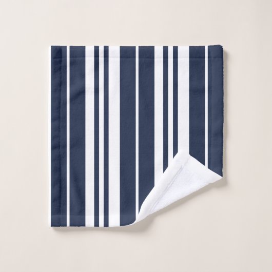 Marine Bleu Blancs Rayures Moderne Chic (Gant de toilette)