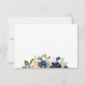 Marine bleu bleu rose rose fleurs mariage RSVP (Dos)