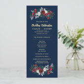 Marine Bleu Bourgogne Floral Mariage Programmes pl (Debout devant)