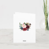 Marine Bleu Bourgogne Rouge Blush Floral Merci de  (Dos)