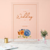 Marine Bleu Brûlé Orange Floral Mariage de automne (Mariage)