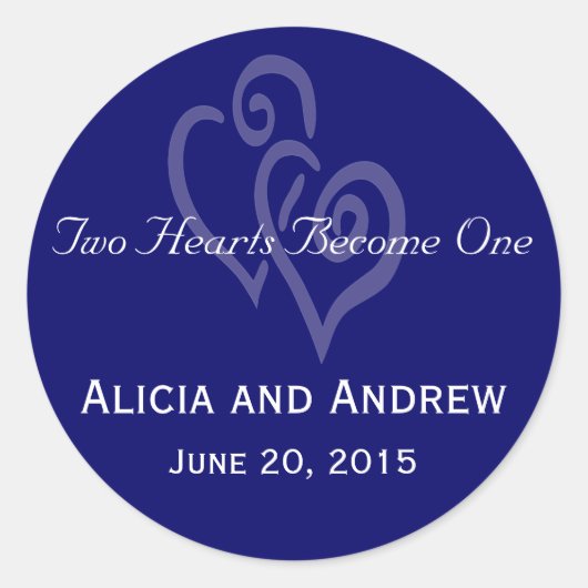 Marine Bleu Coeurs blancs Mariage Faveur Stickers (Devant)