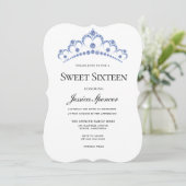 Marine Bleu Diamant Tiara Sweet 16 Invitation (Debout devant)