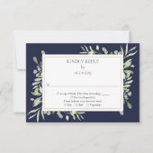 Marine Bleu Elegant Aquarelle Verdure RSVP (Devant)