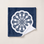 Marine bleu et blanc Abstrait Mandala moderne (Gant de toilette)