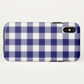 Marine bleu et blanc Buffalo Plaid iPhone X Coque (Dos (Horizontal))