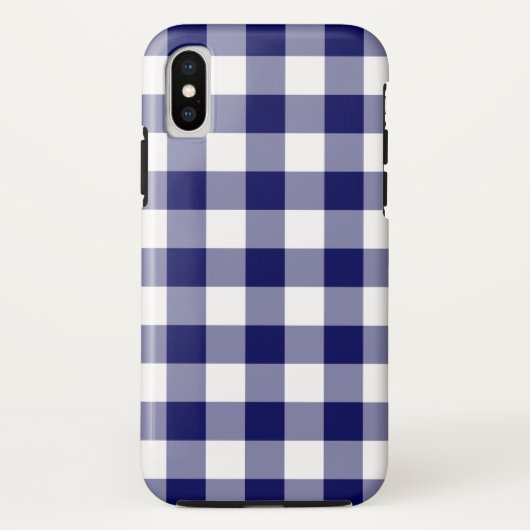Marine bleu et blanc Buffalo Plaid iPhone X Coque (Dos)
