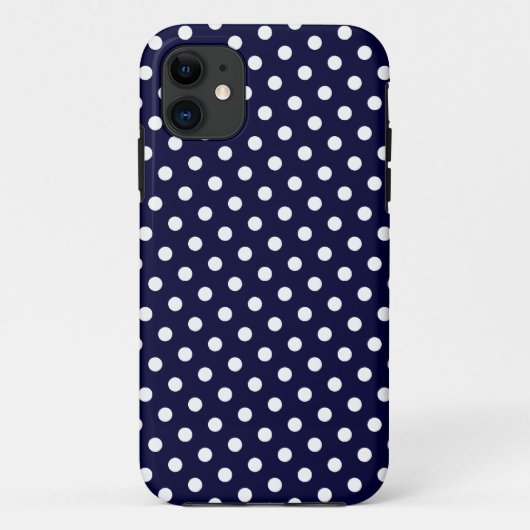 Marine bleu et blanc Polka Motif iPhone 5 Coque (Dos)