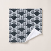 Marine bleu et blanc Seigaiha vagues motif (Gant de toilette)