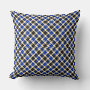 Marine bleu et noir Tartan Plaid 2 Coussin Carré