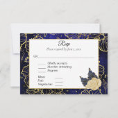 Marine bleu et or Floral RSVP (Devant)