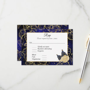 Marine bleu et or Floral RSVP
