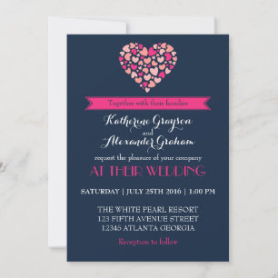 Marine bleu et rose amour Faire-part de mariage co