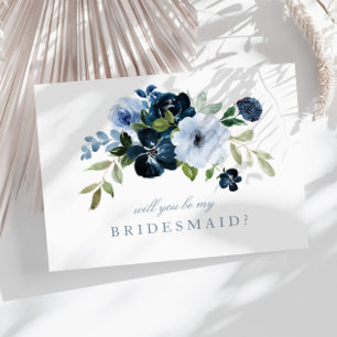 marine bleu floral serez-vous ma carte de demoisel