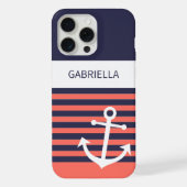 Marine bleu foncé blanc Pêche rouge orange rayures (Verso)