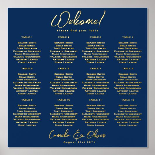 Marine Bleu Gold Siège Graphique 12 Tableau Réel H (Recto)