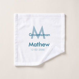 Marine bleu groomsman nom lettre date masculin par