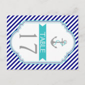 Marine bleu, mariage aquatique numéro de table (Devant)