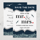 Marine Bleu Mariage nautique Enregistrer les carte (Devant / Derrière)