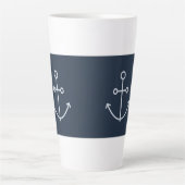 Marine Bleu Nautique minima Ancre latte Mug (Devant)