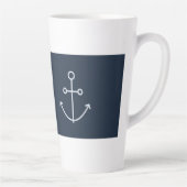 Marine Bleu Nautique minima Ancre latte Mug (Droite)