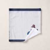 Marine Bleu Octopus Côtier Blanc Bois Nautique Ba (Gant de toilette)